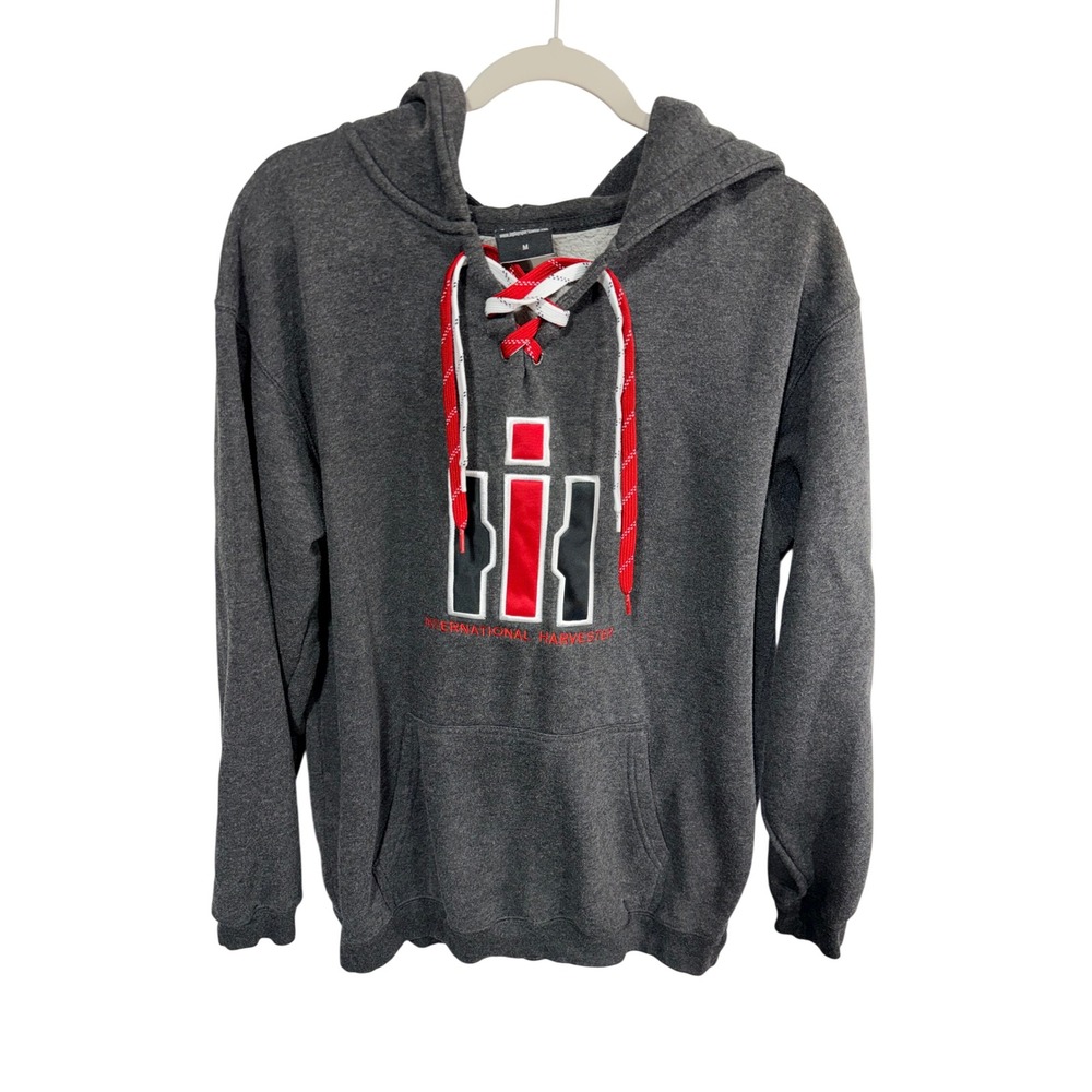 In Play International Harvester Hockey Lace Hoodie Men's Size M Gray Farmer IH